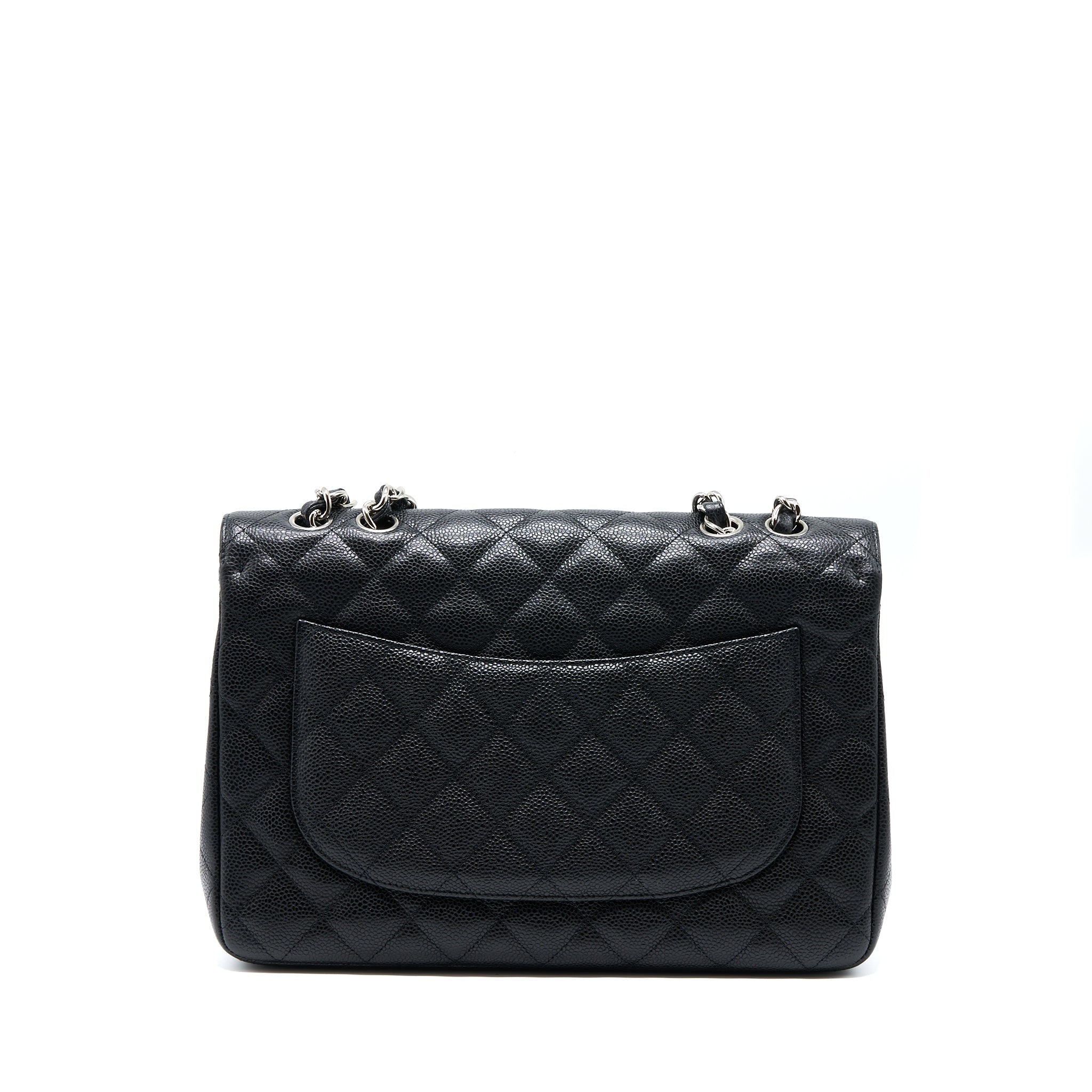 CHANEL JUMBO SINGLE FLAP BAG CAVIAR BLACK SHW