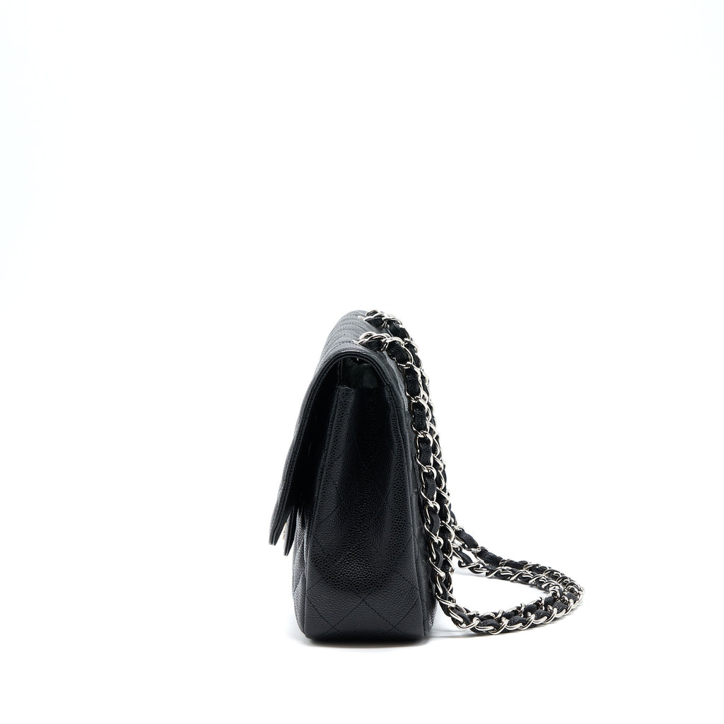 CHANEL JUMBO SINGLE FLAP BAG CAVIAR BLACK SHW