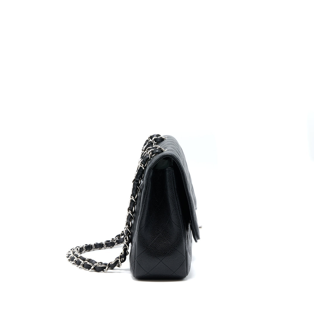 CHANEL JUMBO SINGLE FLAP BAG CAVIAR BLACK SHW
