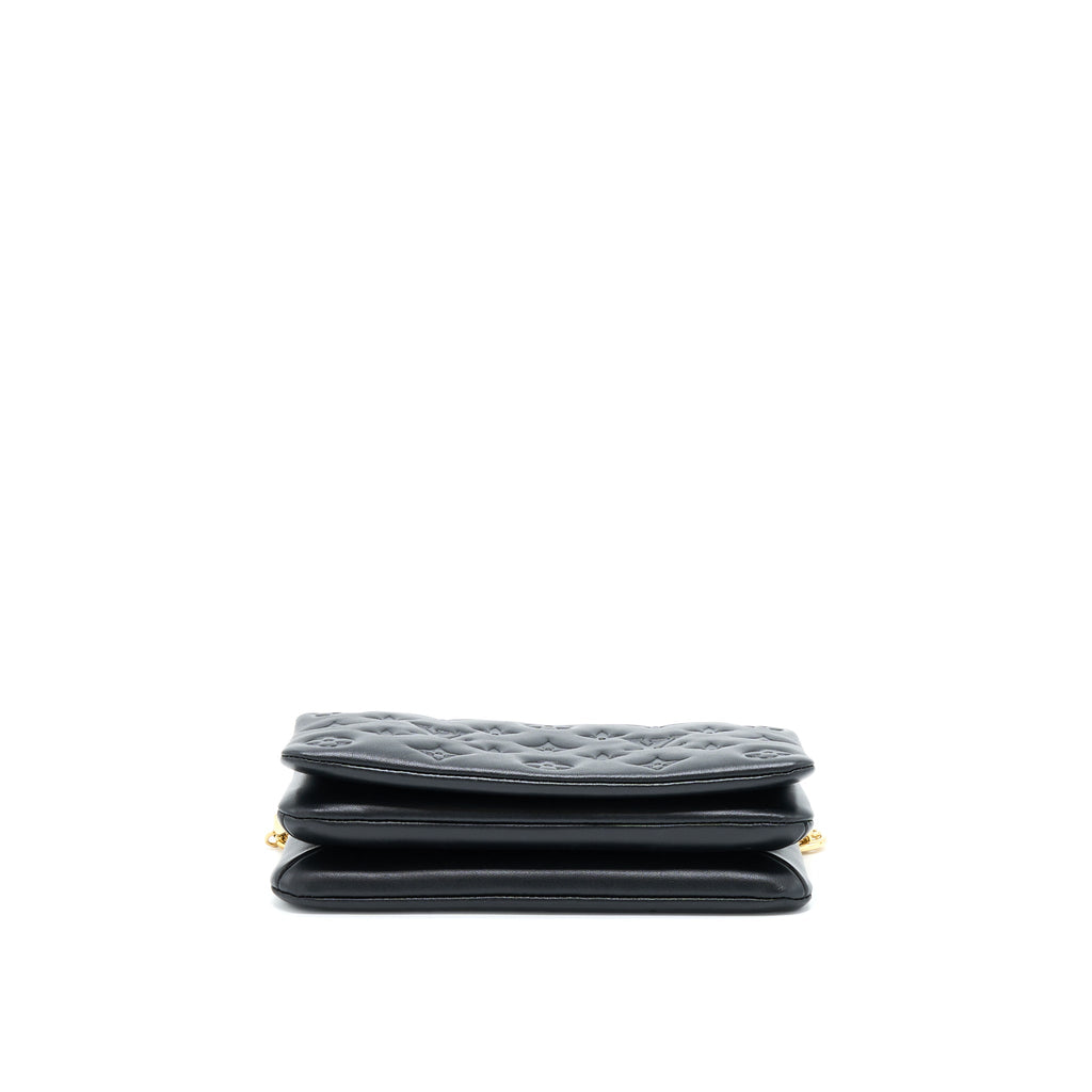 LOUIS VUITTON POCHETTE COUSSIN MONOGRAM-EMBOSSED LAMBSKIN BLACK GHW