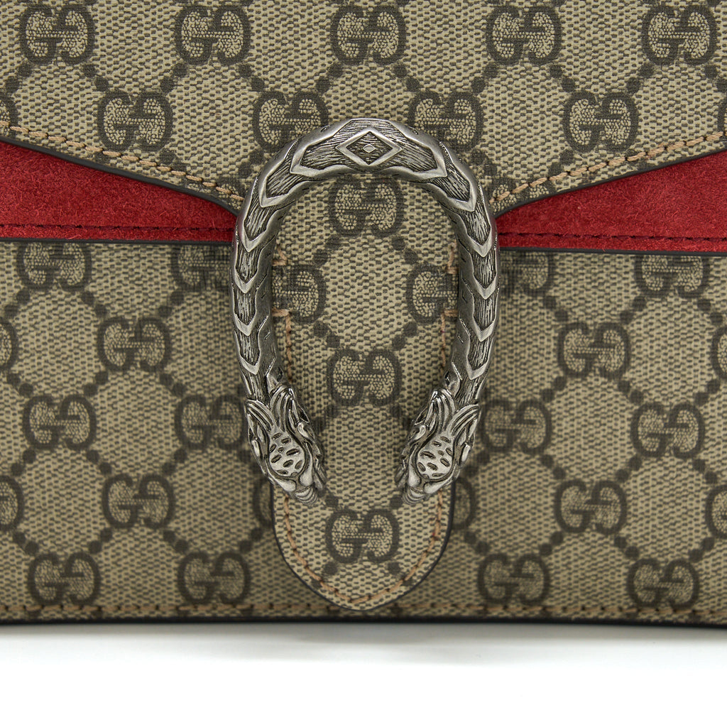 GUCCI MINI DIONYSUS SUPREME SUEDE RED CROSSBODY BAG SHW