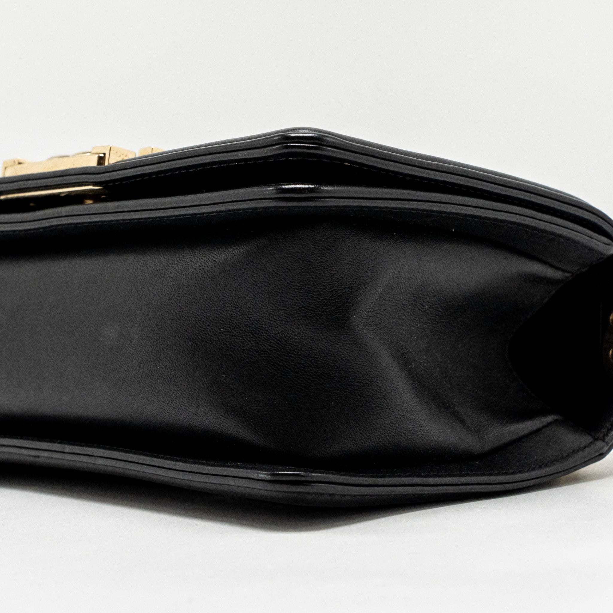 CHANEL SMALL CHEVRON BOY BAG LAMBSKIN BLACK LGHW