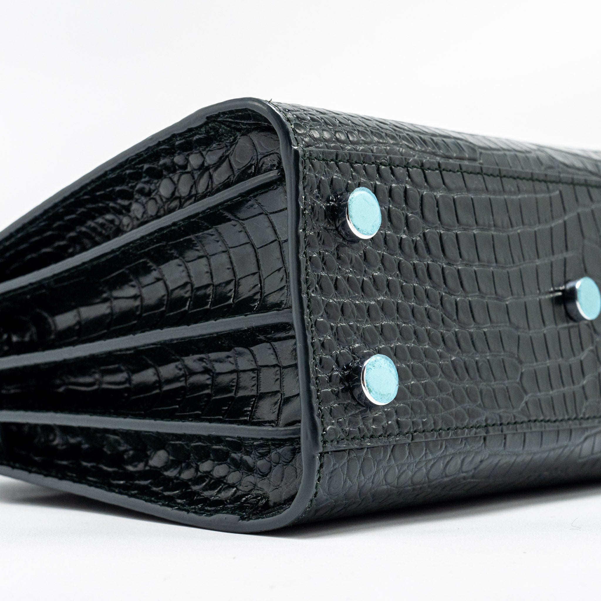 SAINT LAURENT/YSL SAC DE JOUR NANO CROC-EMBOSSED CALFSKIN DARK GREEN SHW