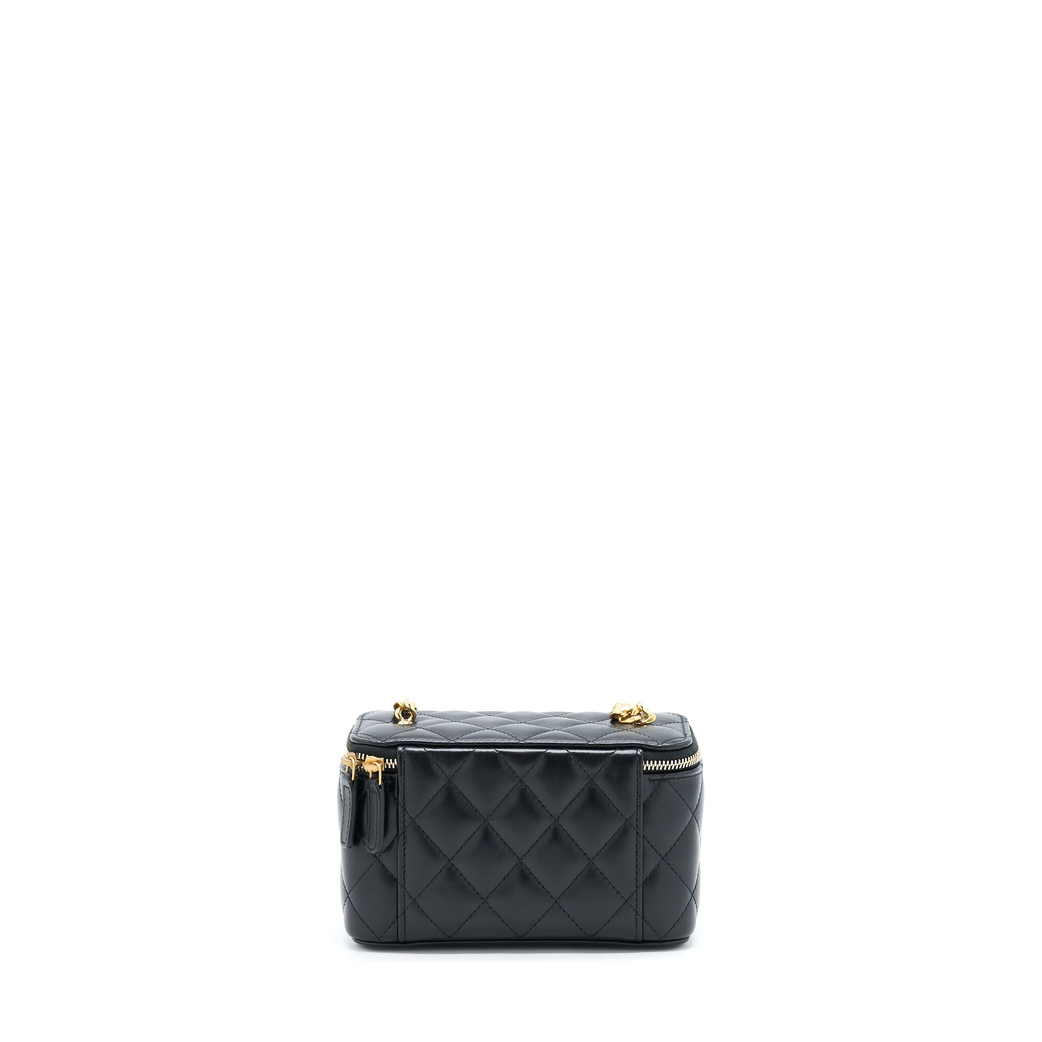 CHANEL LONG VANITY WITH DETAILED CHAIN LAMBSKIN BLACK GHW