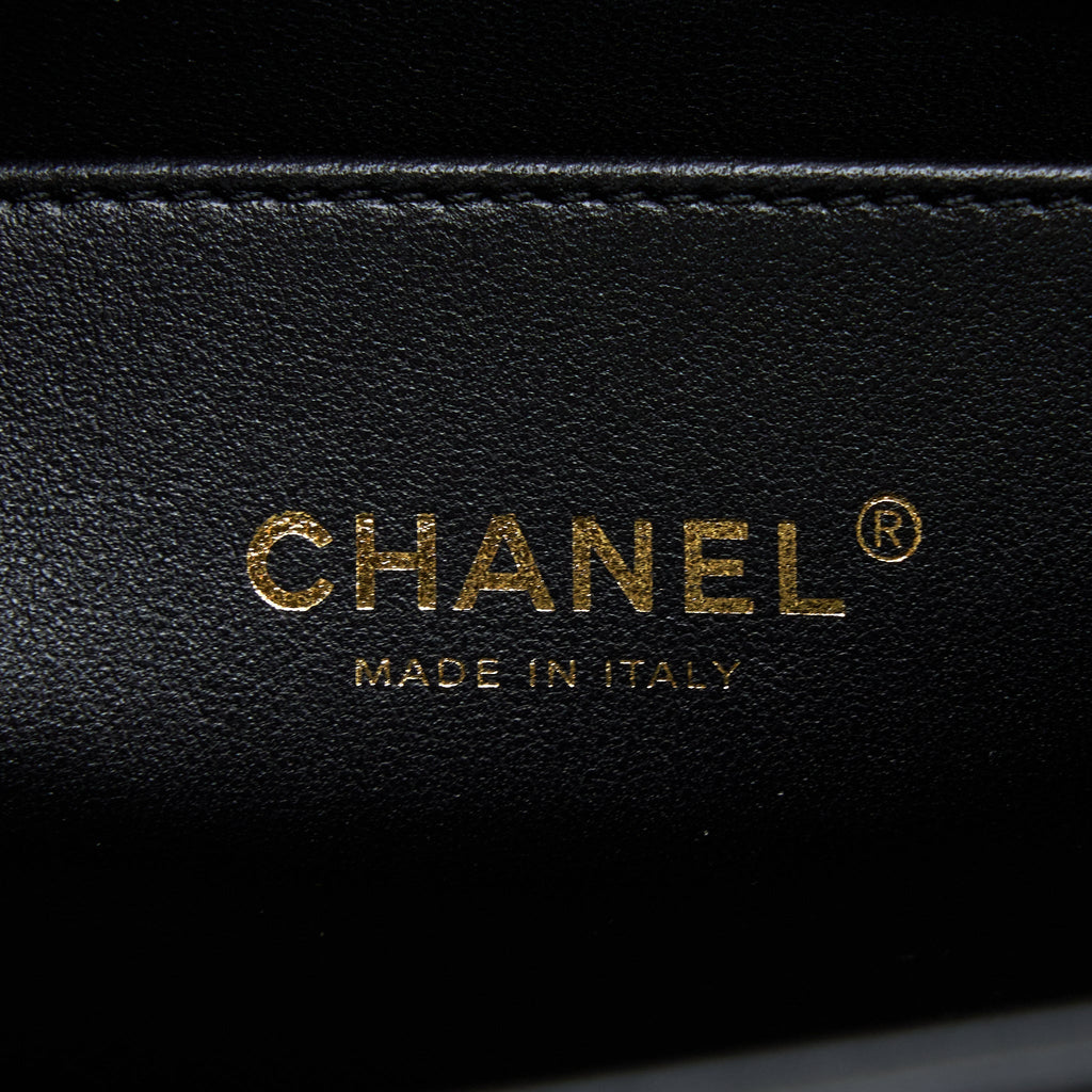 CHANEL MEDIUM BOY BAG LAMBSKIN BLACK BRUSHED GHW (MICROCHIP)
