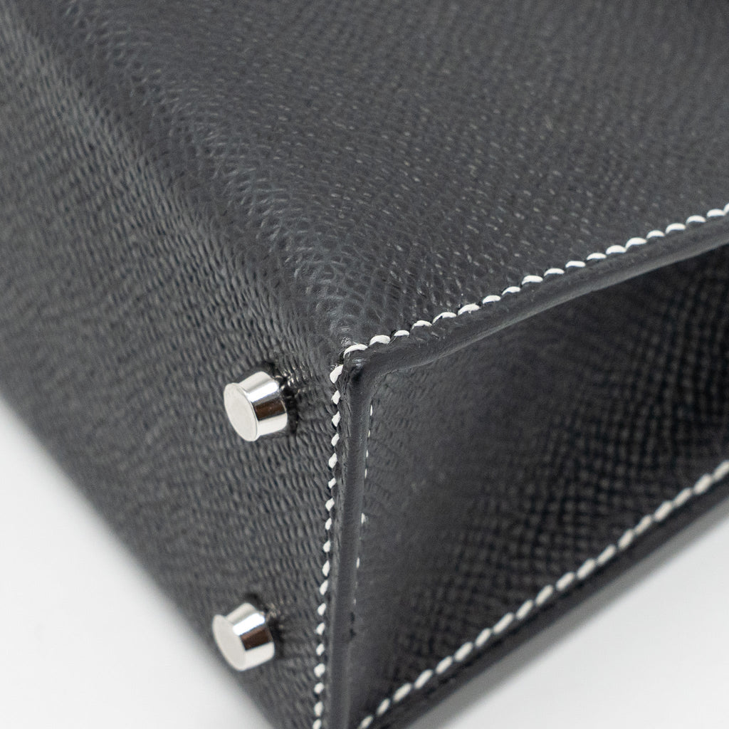 HERMES MINI KELLY II SPECIAL ORDER EPSOM BLACK/LIME SHW