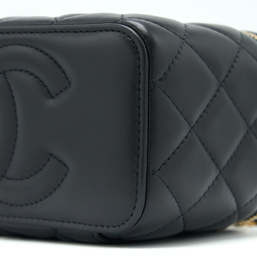 CHANEL 22B PEARL CRUSH LONG VANITY WITH CHAIN LAMBSKIN BLACK GHW (MICROCHIP)