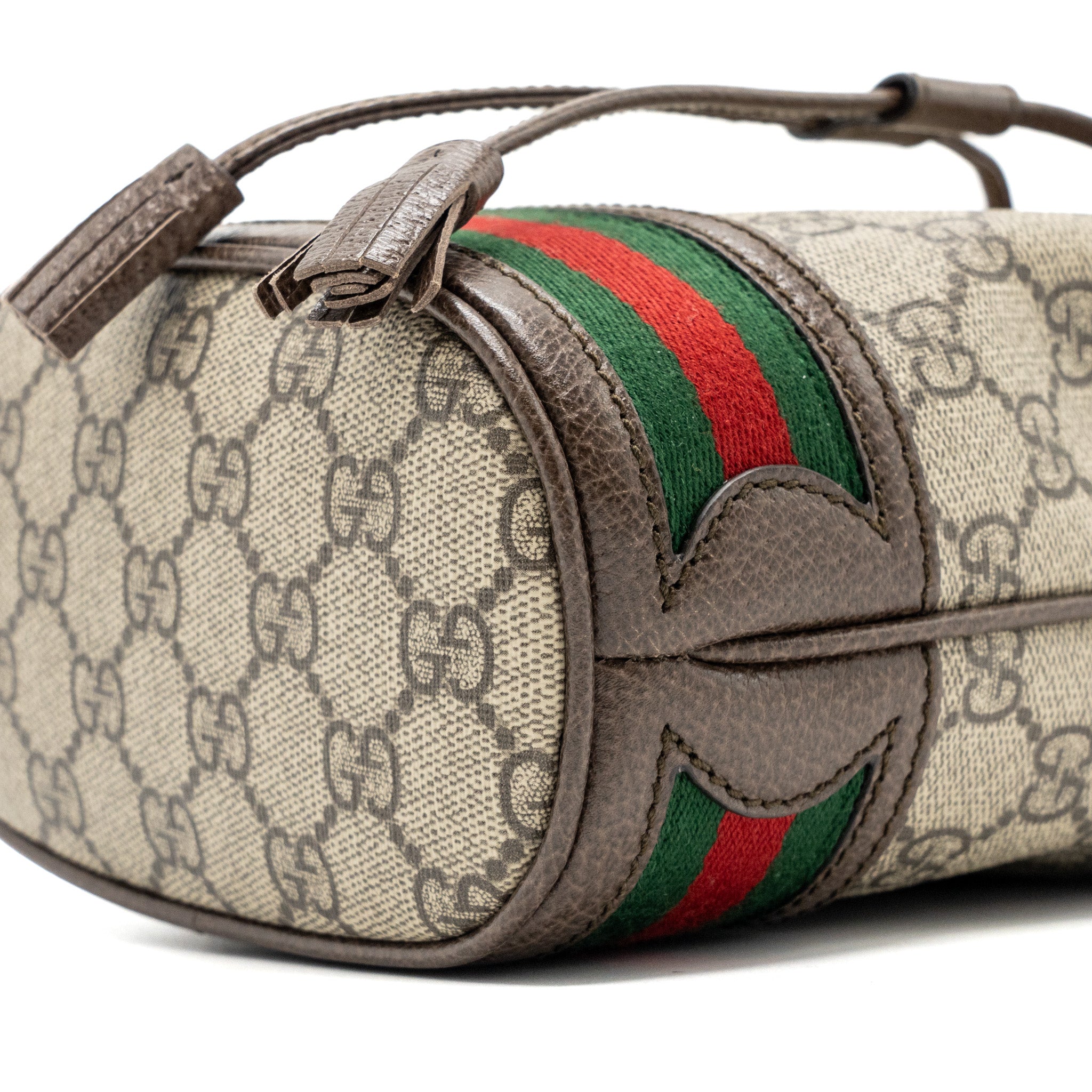 GUCCI OPHIDIA MINI GG BUCKET BAG BEIGE / EBONY GG SUPREME CANVAS GHW
