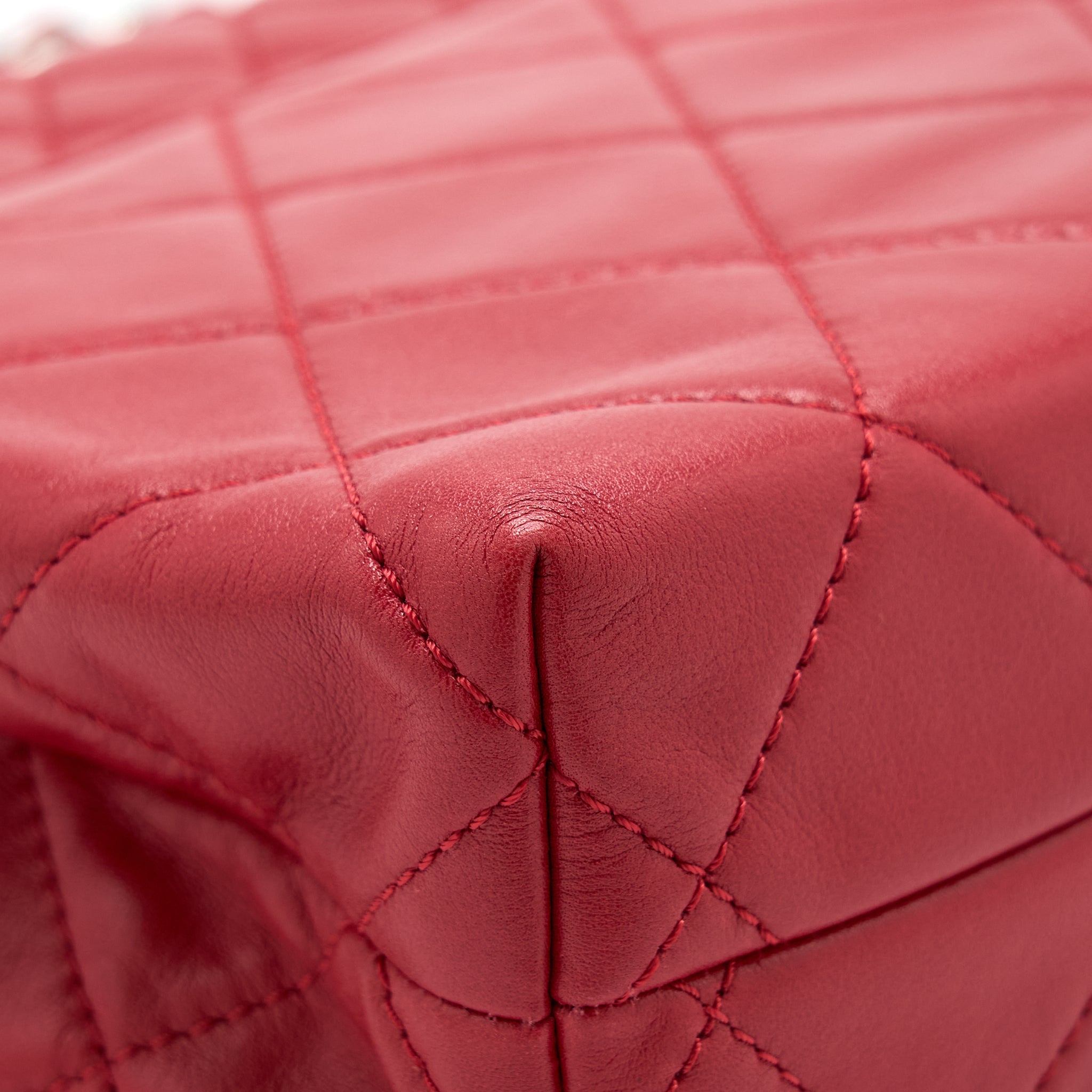 CHANEL LARGE FLAP BAG LAMBSKIN RED SHW