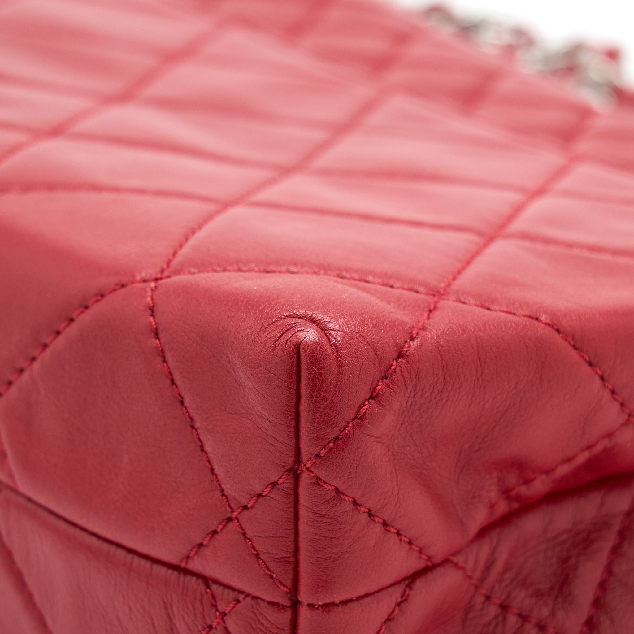 CHANEL LARGE FLAP BAG LAMBSKIN RED SHW
