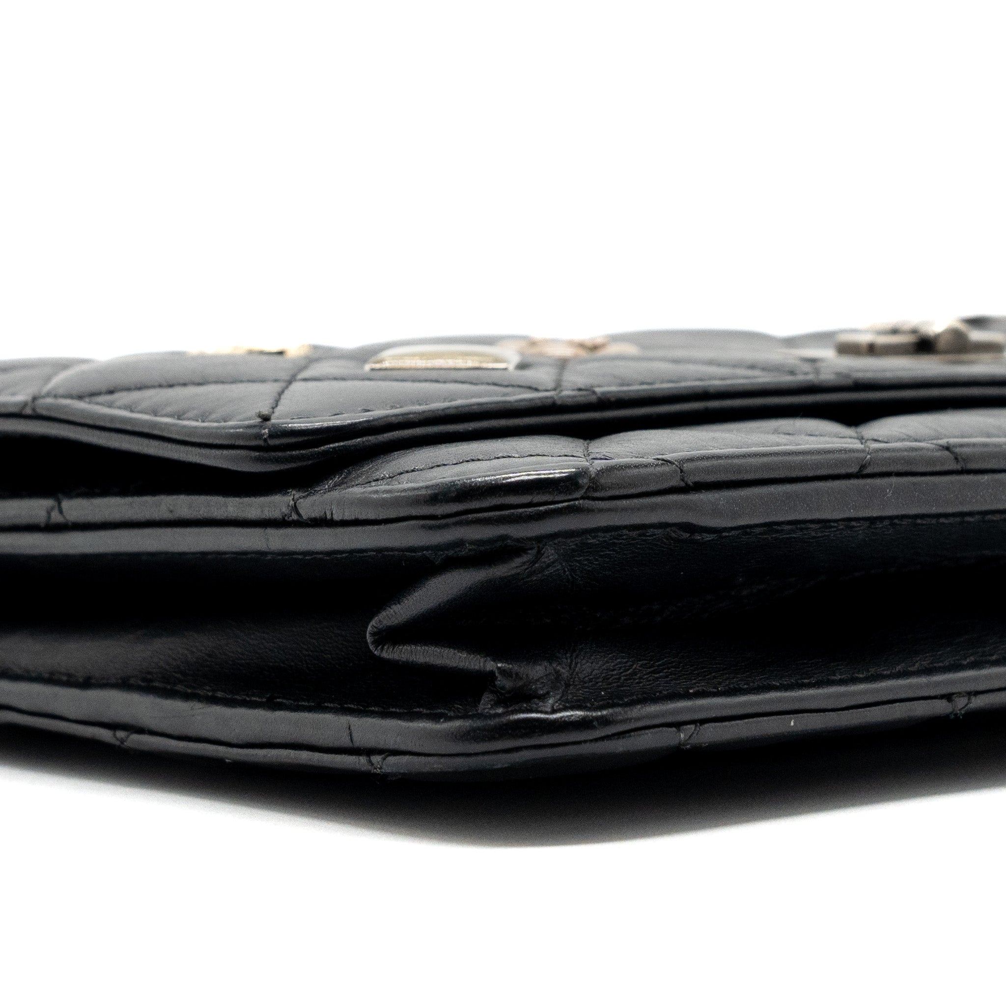 CHANEL 2.55 REISSUE LUCKY CHARMS WALLET ON CHAIN AGED CALFSKIN BLACK RUTHENIUM HARDWARE