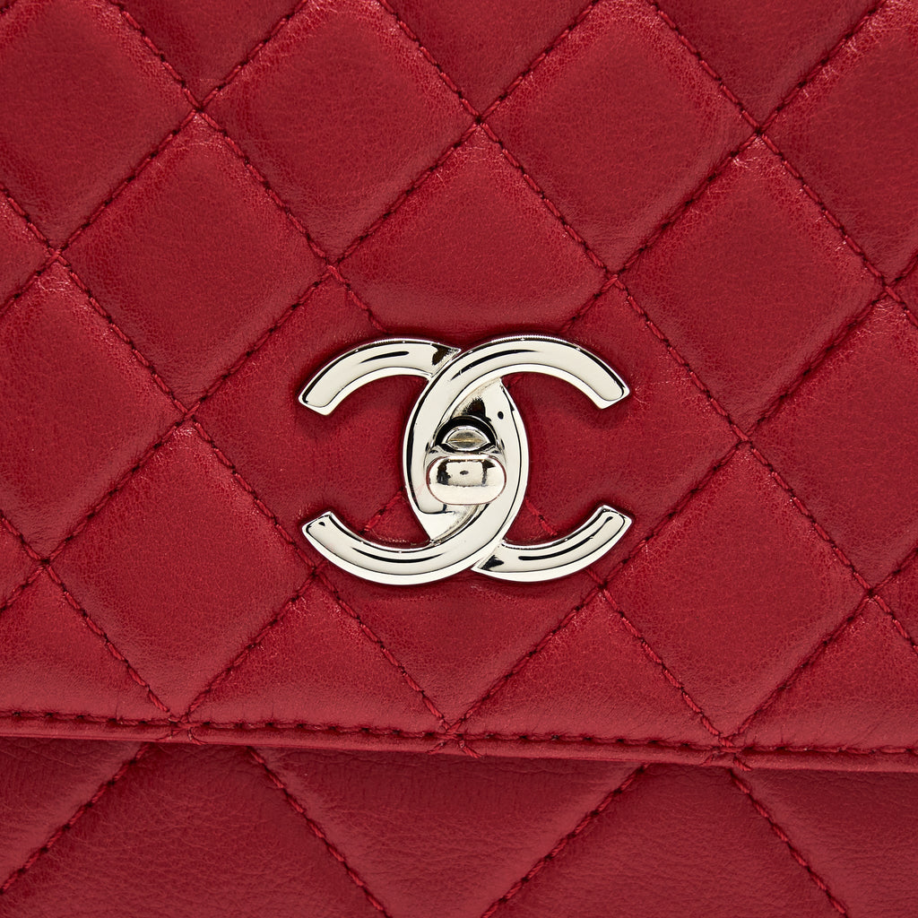 CHANEL LARGE FLAP BAG LAMBSKIN RED SHW