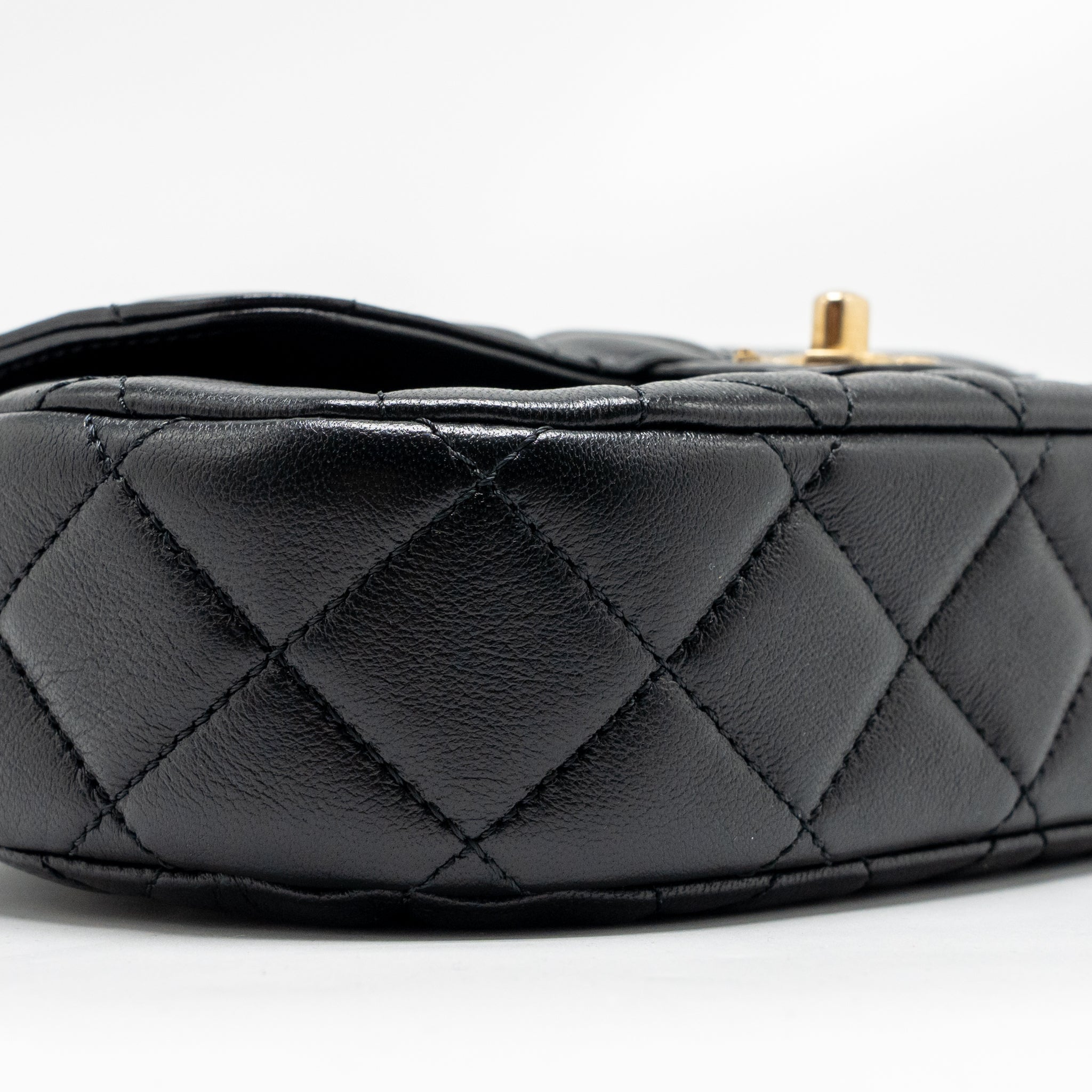 CHANEL 24C TOP HANDLE FLAP BAG QUILTED LAMBSKIN BLACK GHW (MICROCHIP)