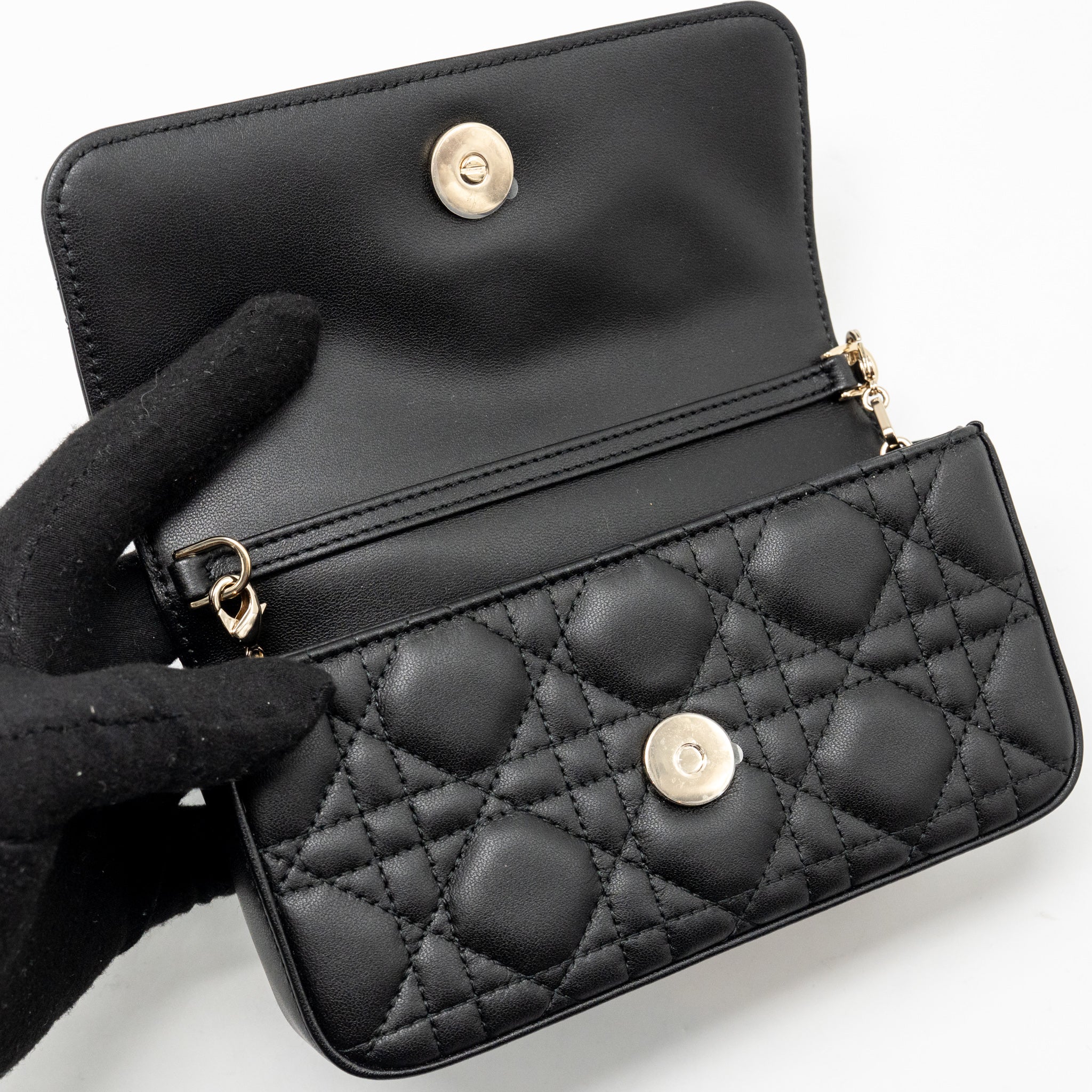 DIOR MY DIOR - DIOR TALK PHONE POUCH LAMBSKIN BLACK LGHW