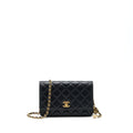 CHANEL 22C PEARL CRUSH WALLET ON CHAIN LAMBSKIN BLACK GHW (MICROCHIP)