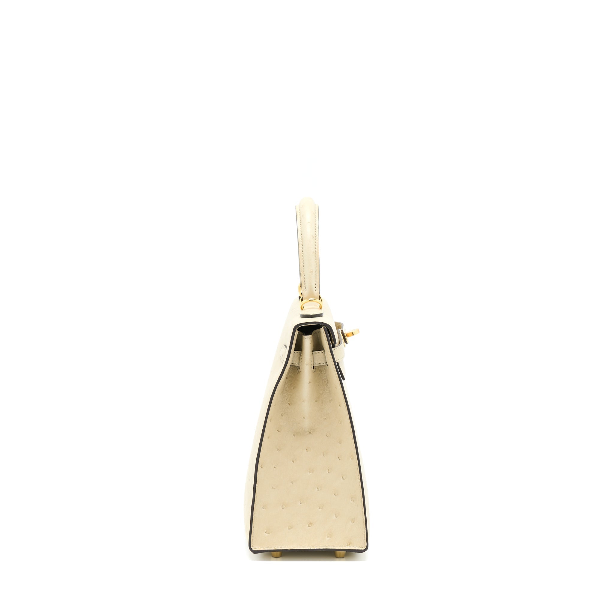 HERMES KELLY 25 OSTRICH 3C PARCHEMIN GHW