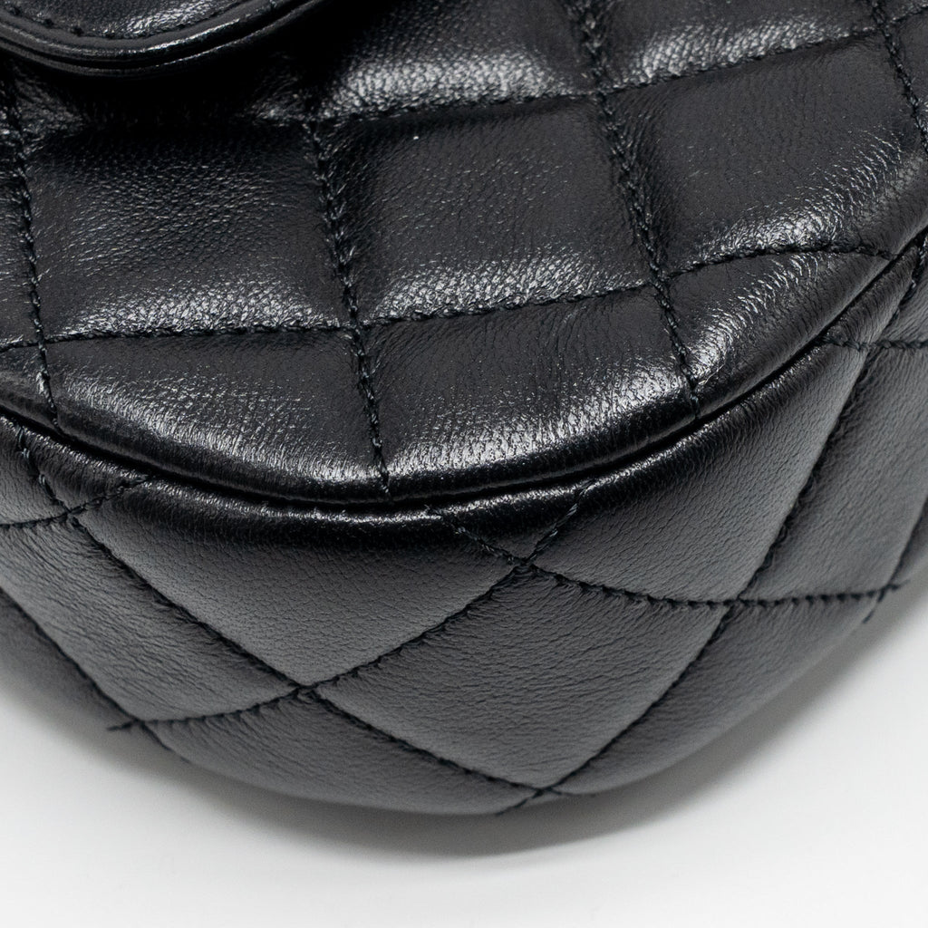 CHANEL 24C TOP HANDLE FLAP BAG QUILTED LAMBSKIN BLACK GHW (MICROCHIP)