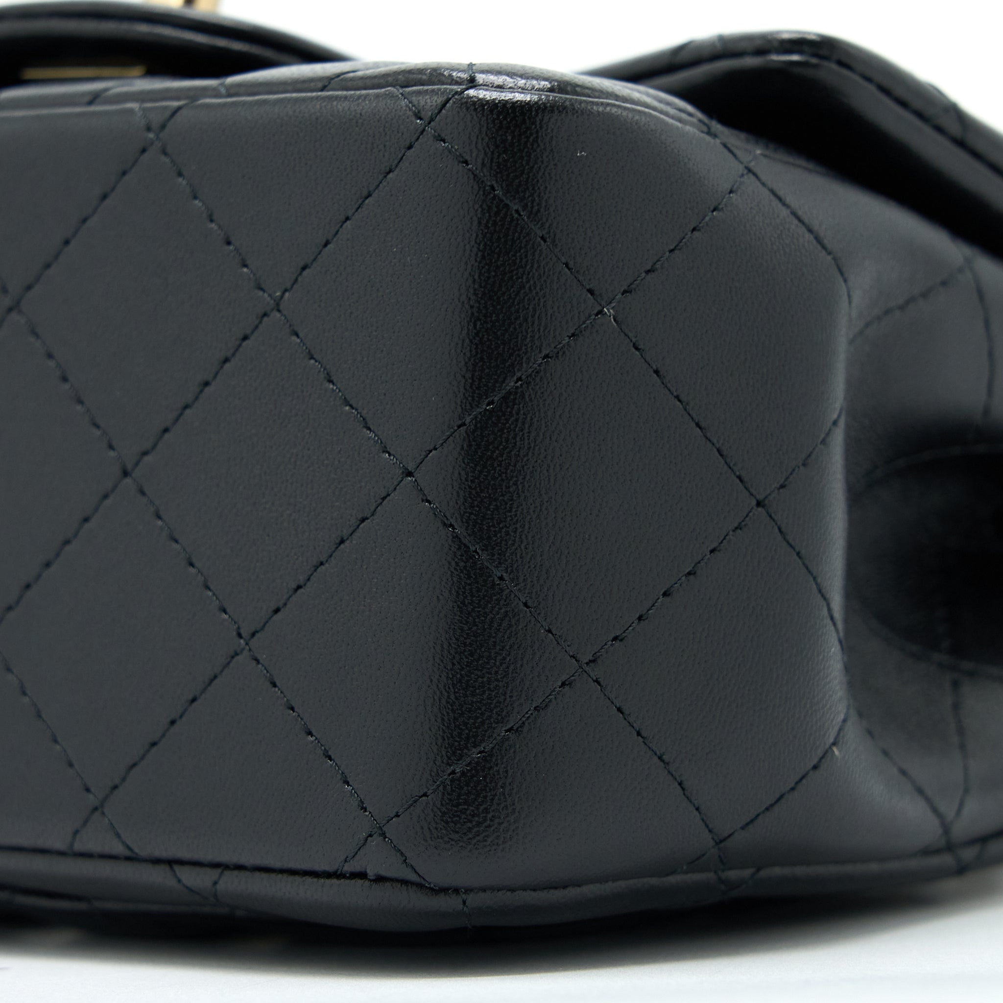 CHANEL CLASSIC MINI SQUARE FLAP BAG LAMBSKIN BLACK LGHW (MICROCHIP)