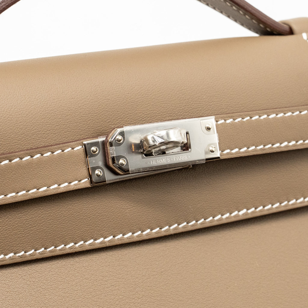 HERMES KELLY POCHETTE SWIFT ETOUPE SHW