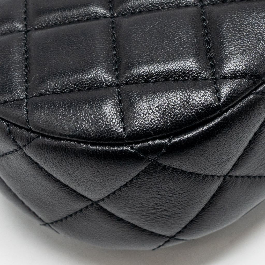 CHANEL 24C TOP HANDLE FLAP BAG QUILTED LAMBSKIN BLACK GHW (MICROCHIP)