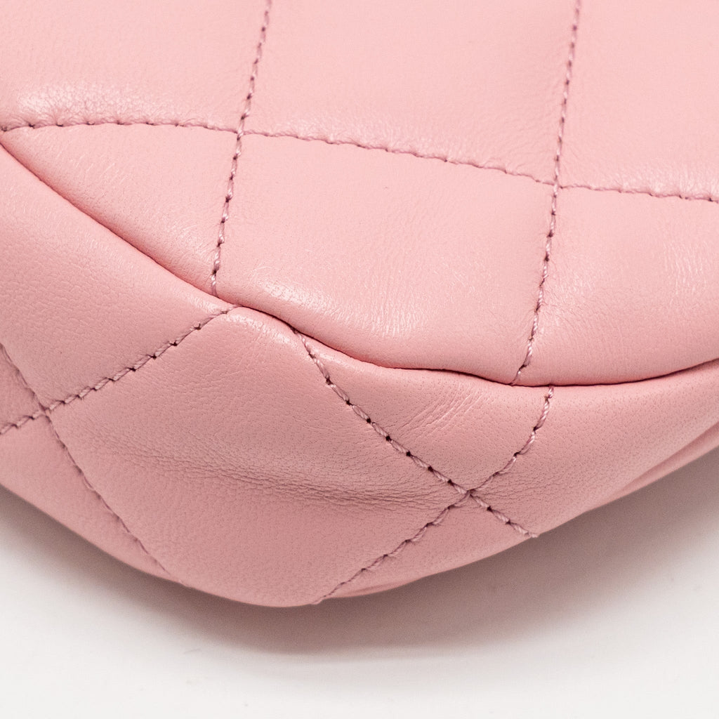 CHANEL 22K HOBO SHOULDER BAG WITH LOGO CHAIN LAMBSKIN PINK GHW (MICROCHIP)