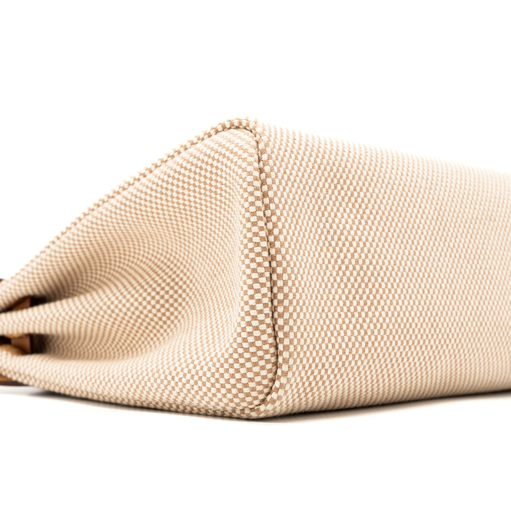 HERMES HERBAG 31 ZIP BAG CANVAS/CACHE HUNTER ECRU/BEIGE GHW