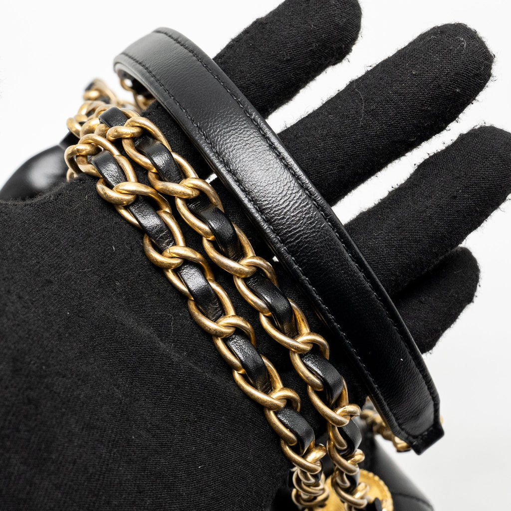 CHANEL QUILTED SQUARE FLAP BAG LAMBSKIN BLACK GHW
