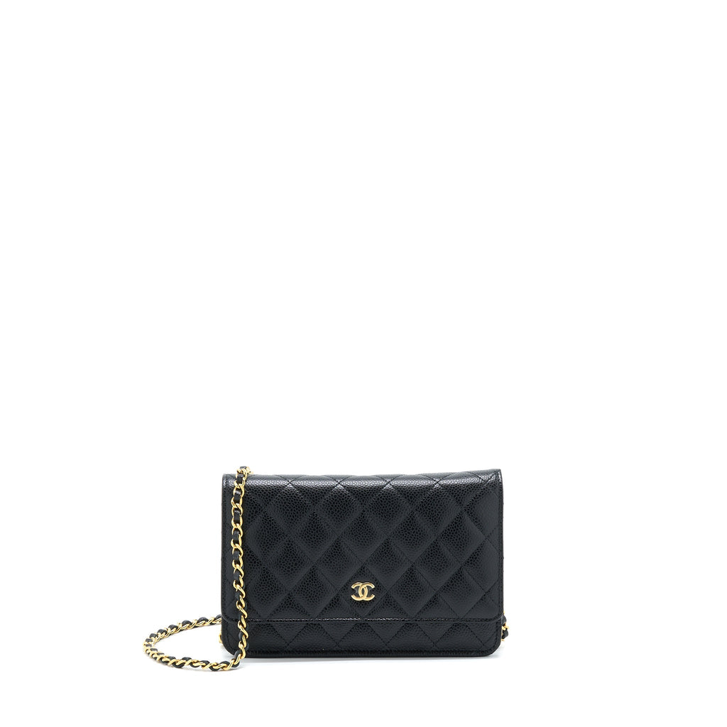 CHANEL CLASSIC WALLET ON CHAIN CAVIAR BLACK GHW (MICROCHIP)