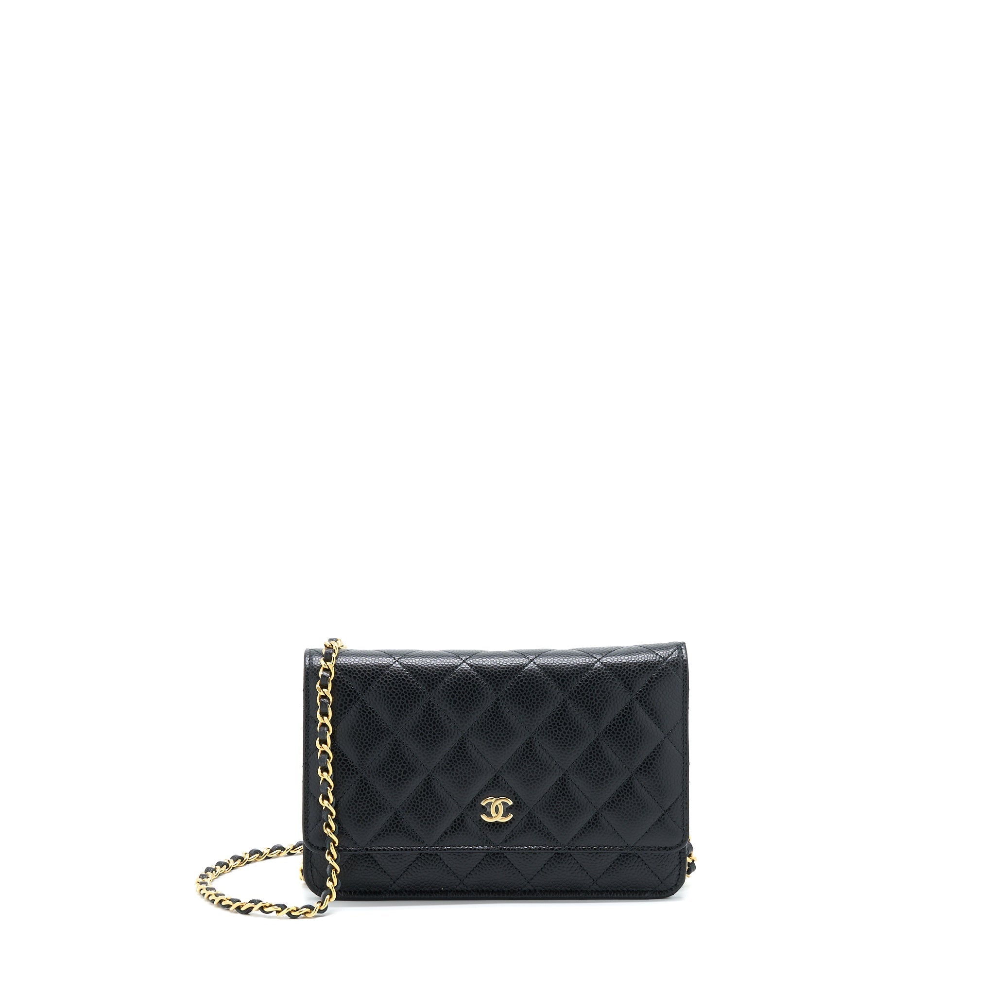 CHANEL CLASSIC WALLET ON CHAIN CAVIAR BLACK GHW (MICROCHIP)