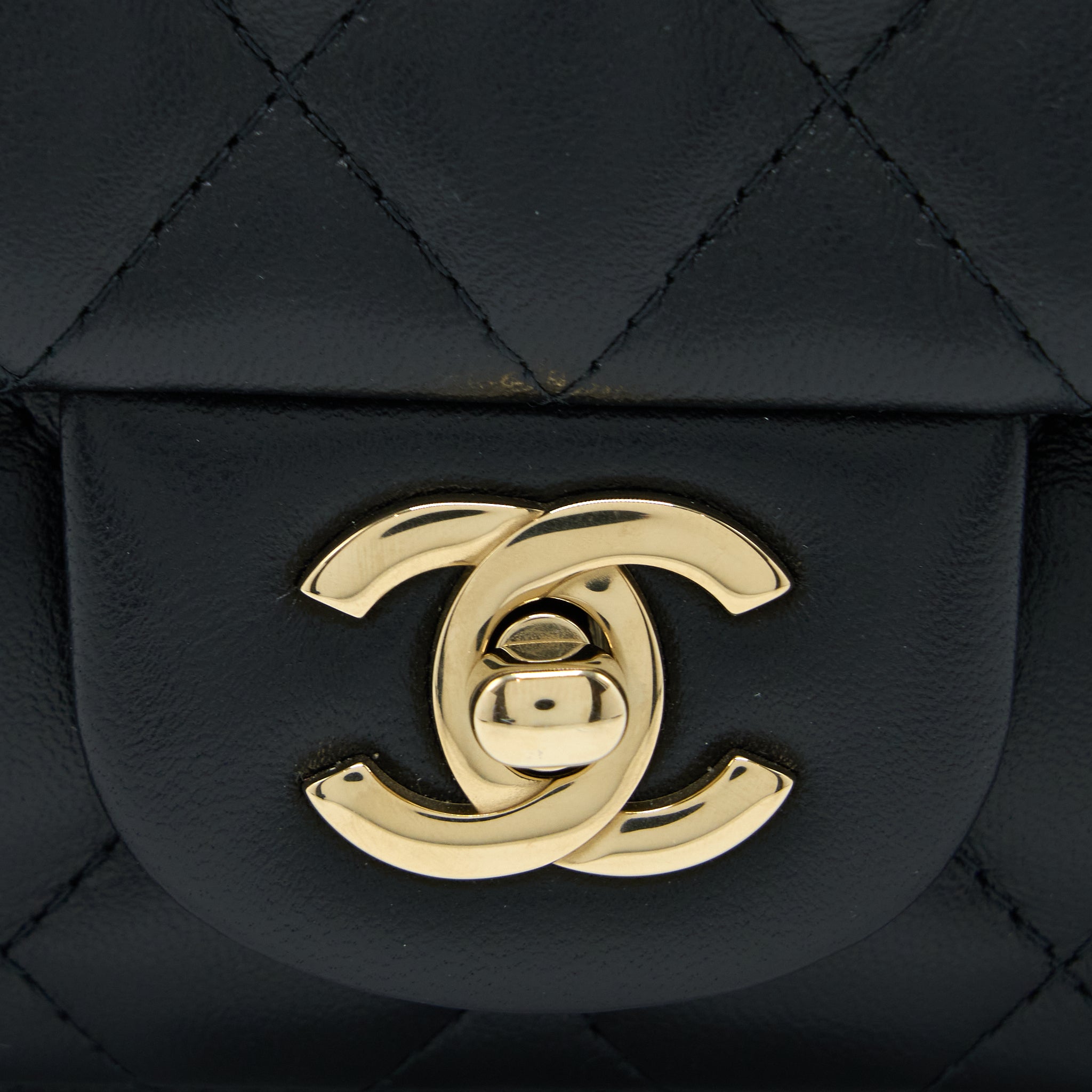 CHANEL CLASSIC MINI SQUARE FLAP BAG LAMBSKIN BLACK LGHW (MICROCHIP)