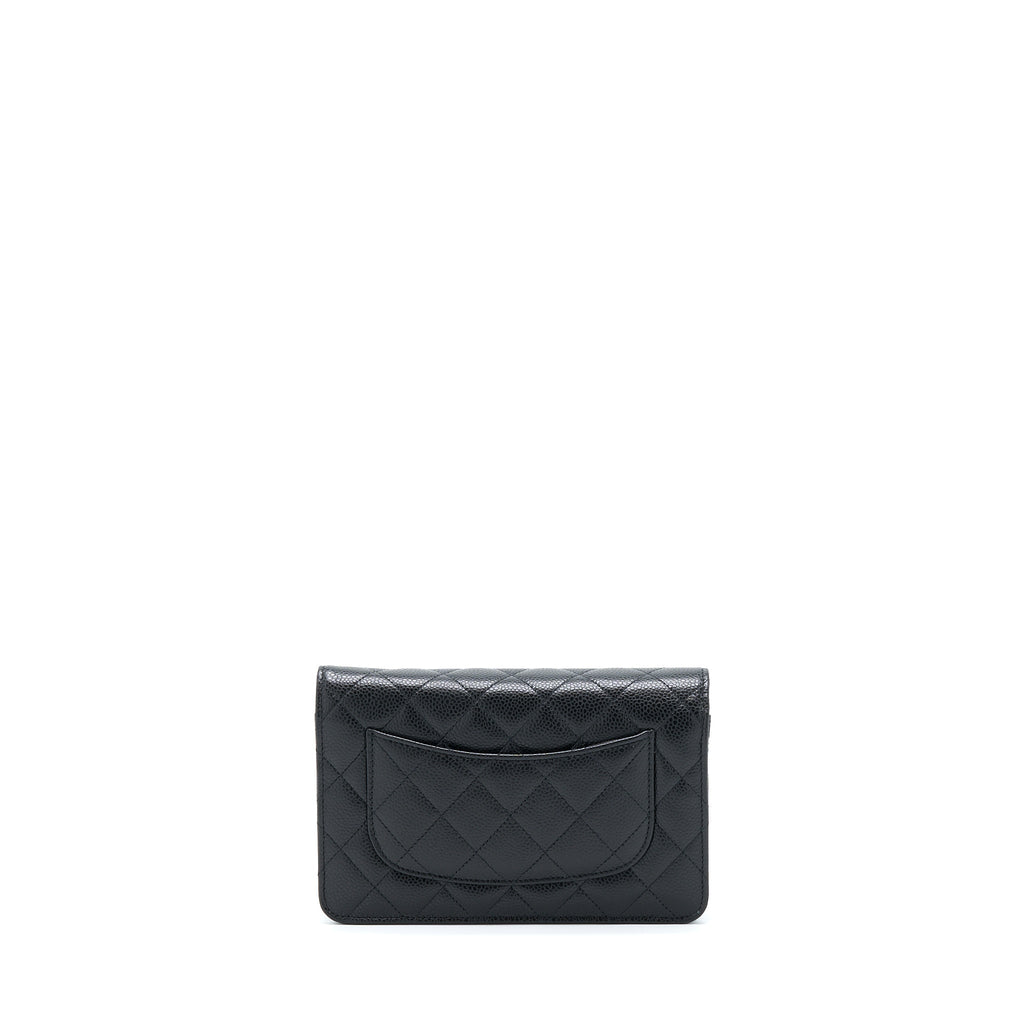 CHANEL CLASSIC WALLET ON CHAIN CAVIAR BLACK GHW (MICROCHIP)