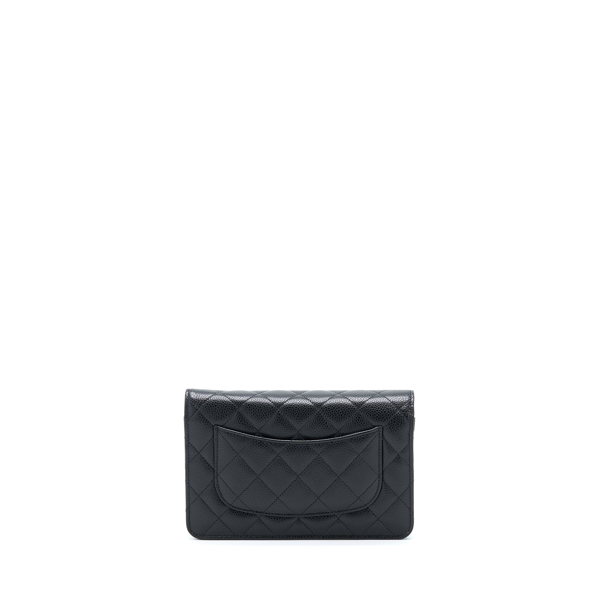 CHANEL CLASSIC WALLET ON CHAIN CAVIAR BLACK GHW (MICROCHIP)