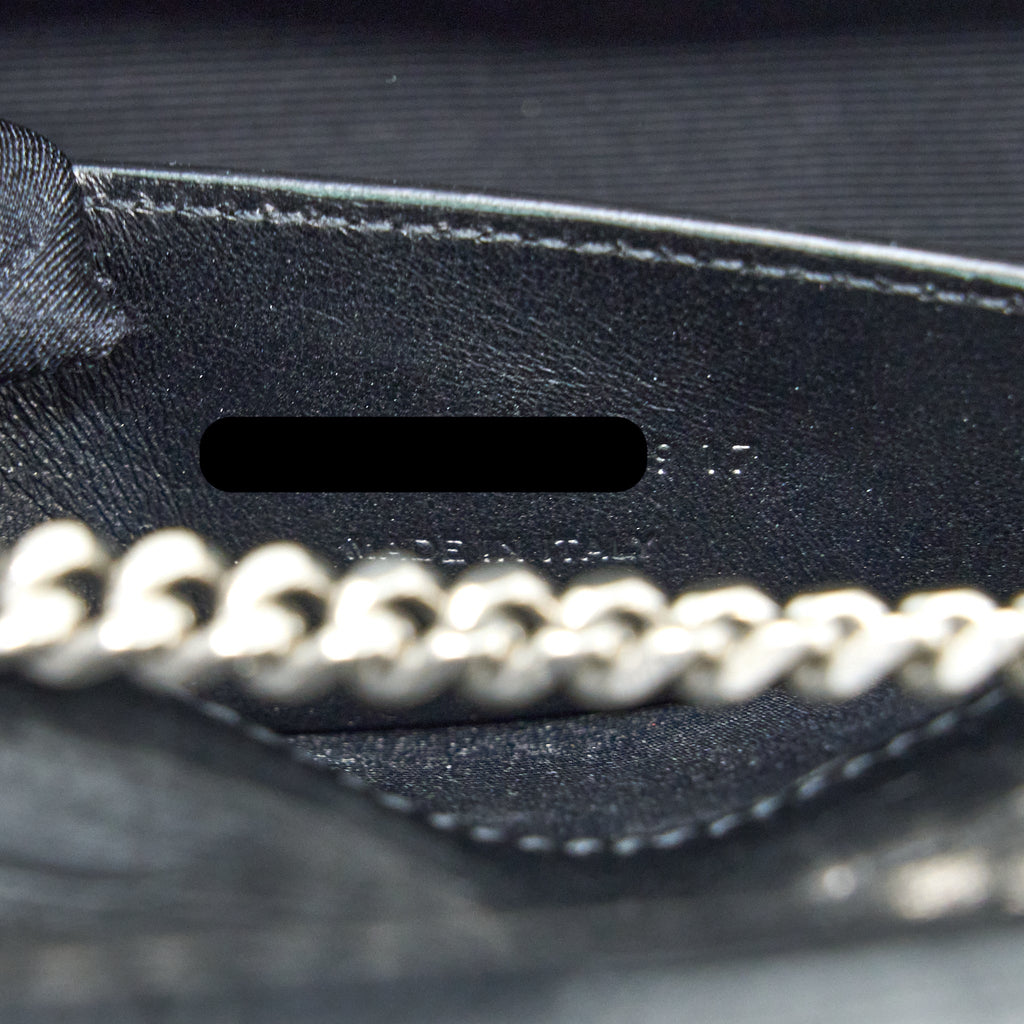 SAINT LAURENT KATE TASSEL CROC EMBOSSED CALFSKIN BLACK SHW