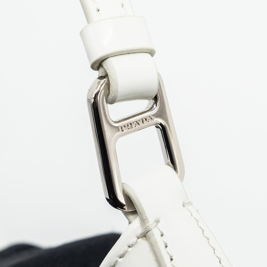 PRADA CLEO SHOULDER BAG BRUSHED LEATHER WHITE SHW
