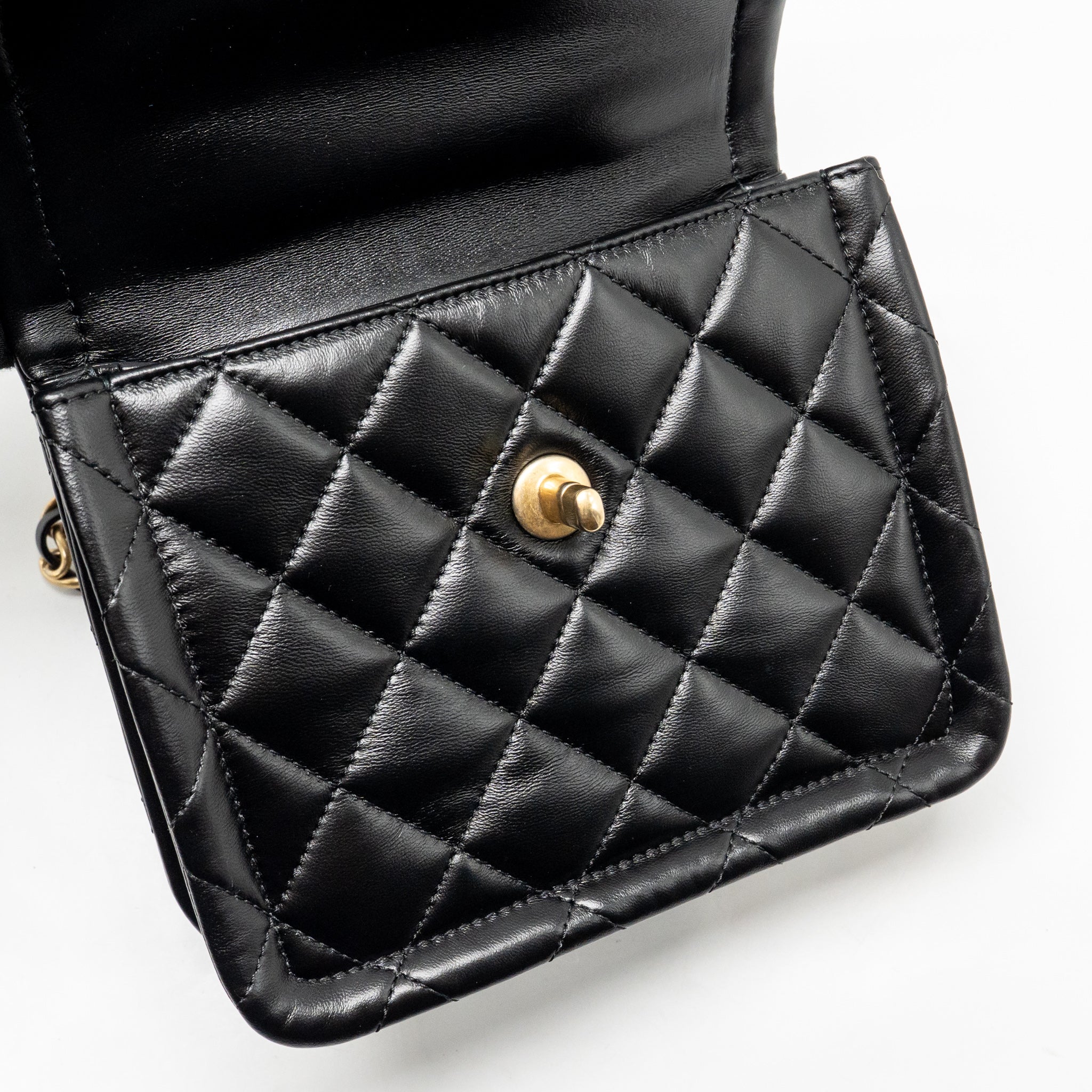 CHANEL QUILTED SQUARE FLAP BAG LAMBSKIN BLACK GHW