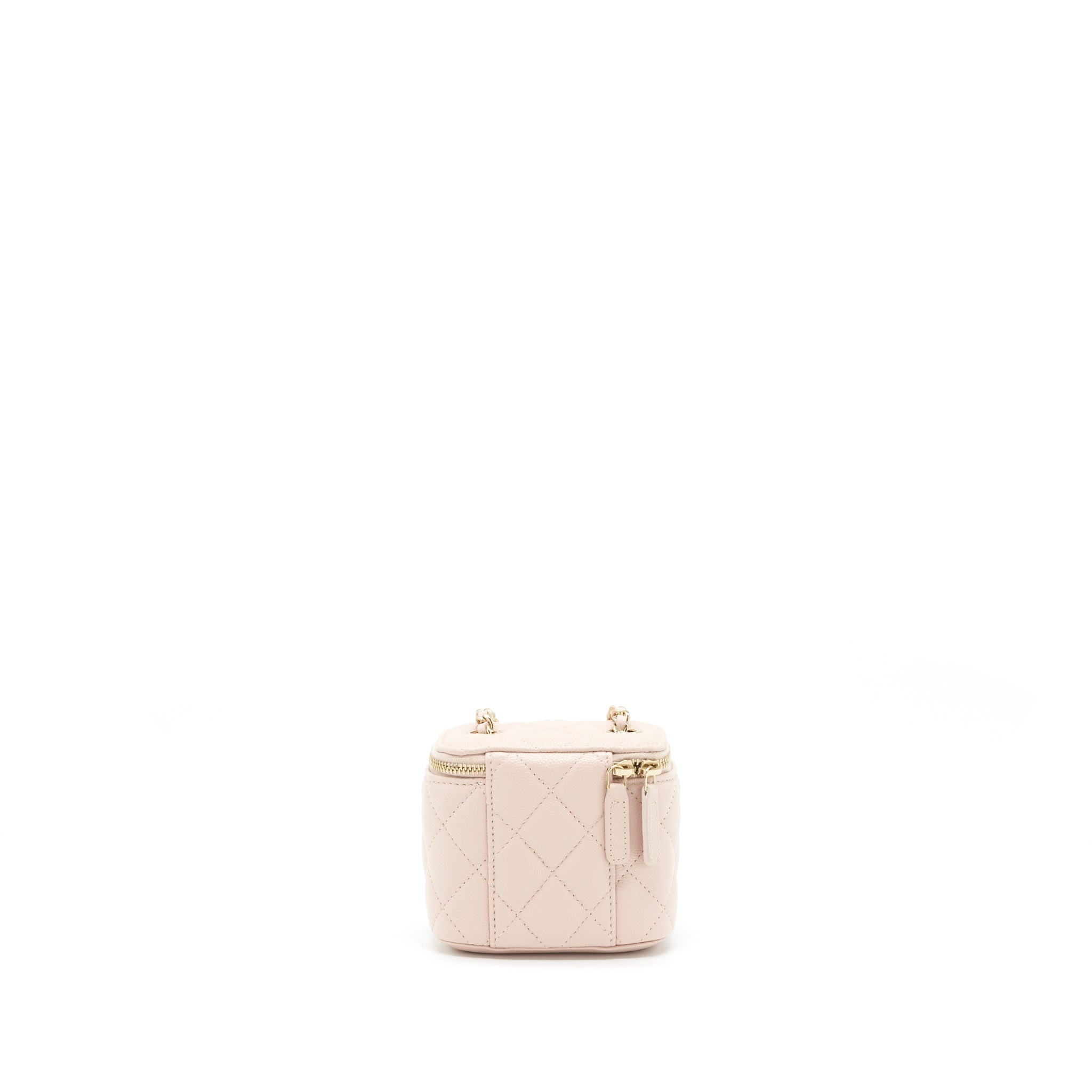 CHANEL MINI VANITY CASE WITH CHAIN CAVIAR LIGHT BEIGE LGHW