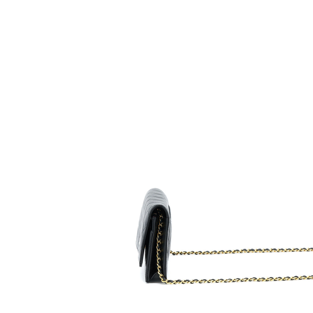CHANEL CLASSIC WALLET ON CHAIN CAVIAR BLACK GHW (MICROCHIP)