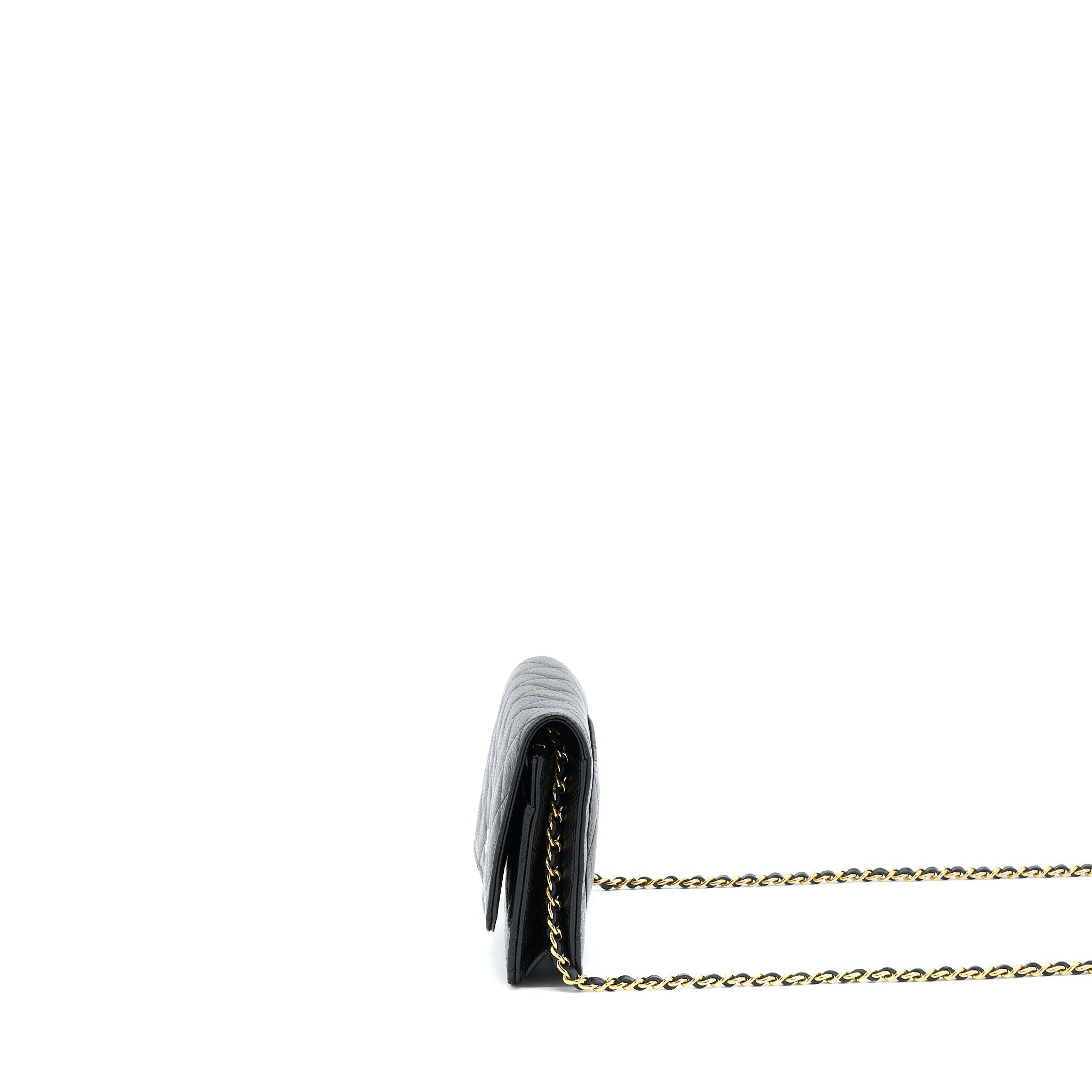 CHANEL CLASSIC WALLET ON CHAIN CAVIAR BLACK GHW (MICROCHIP)