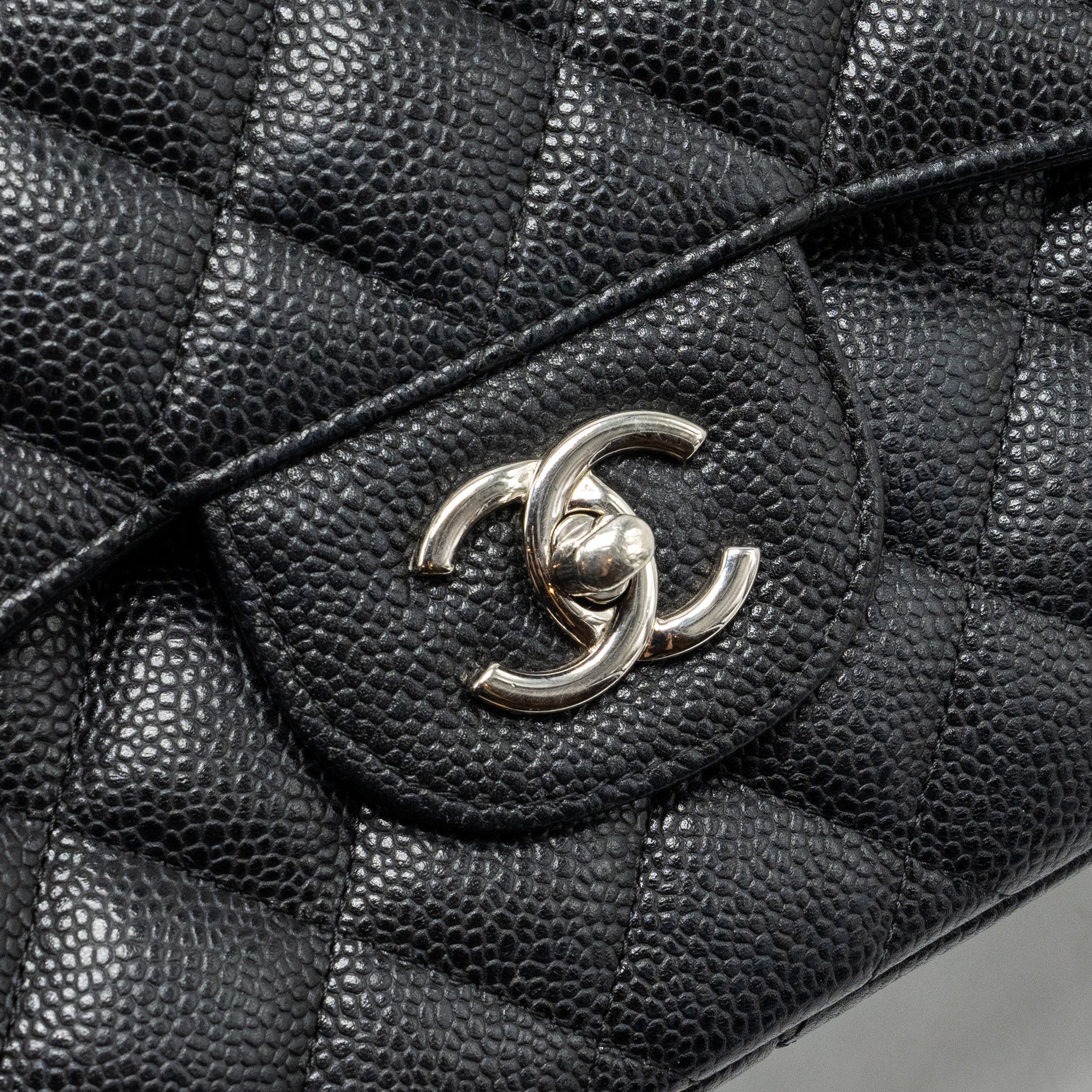 CHANEL JUMBO CLASSIC DOUBLE FLAP BAG CAVIAR BLACK SHW