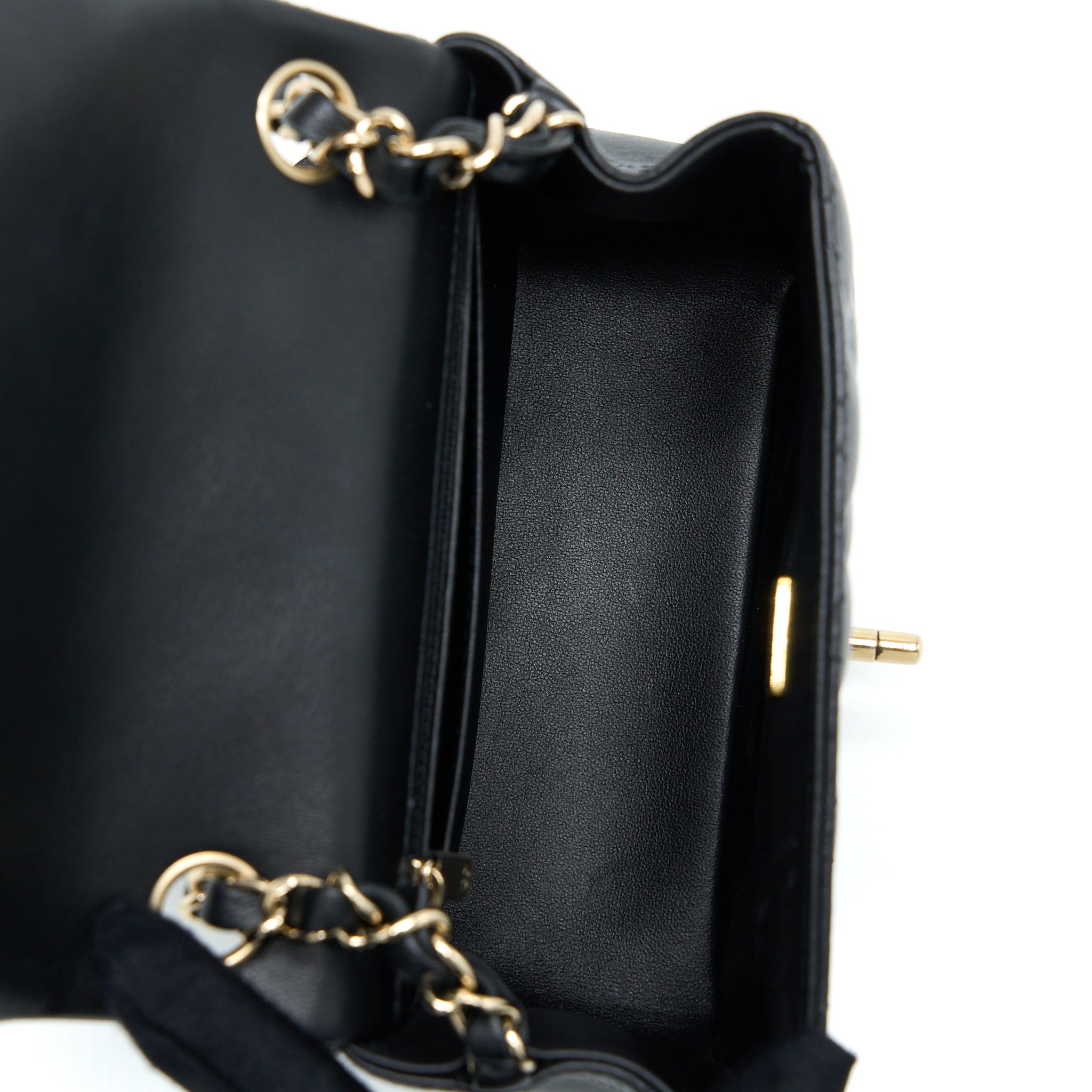 CHANEL CLASSIC MINI SQUARE FLAP BAG LAMBSKIN BLACK LGHW (MICROCHIP)