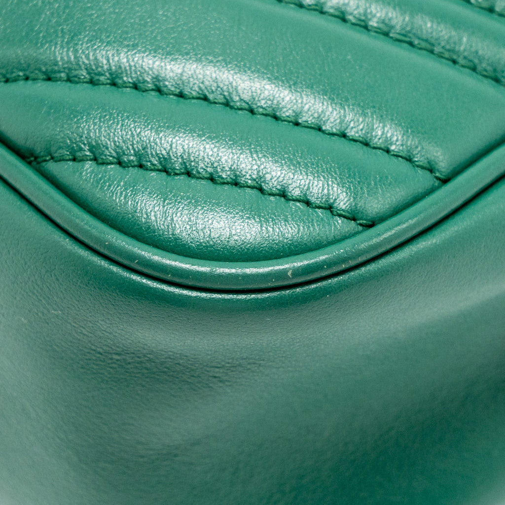 GUCCI SMALL GG MARMONT CROSSBODY CAMERA BAG CALFSKIN GREEN GHW