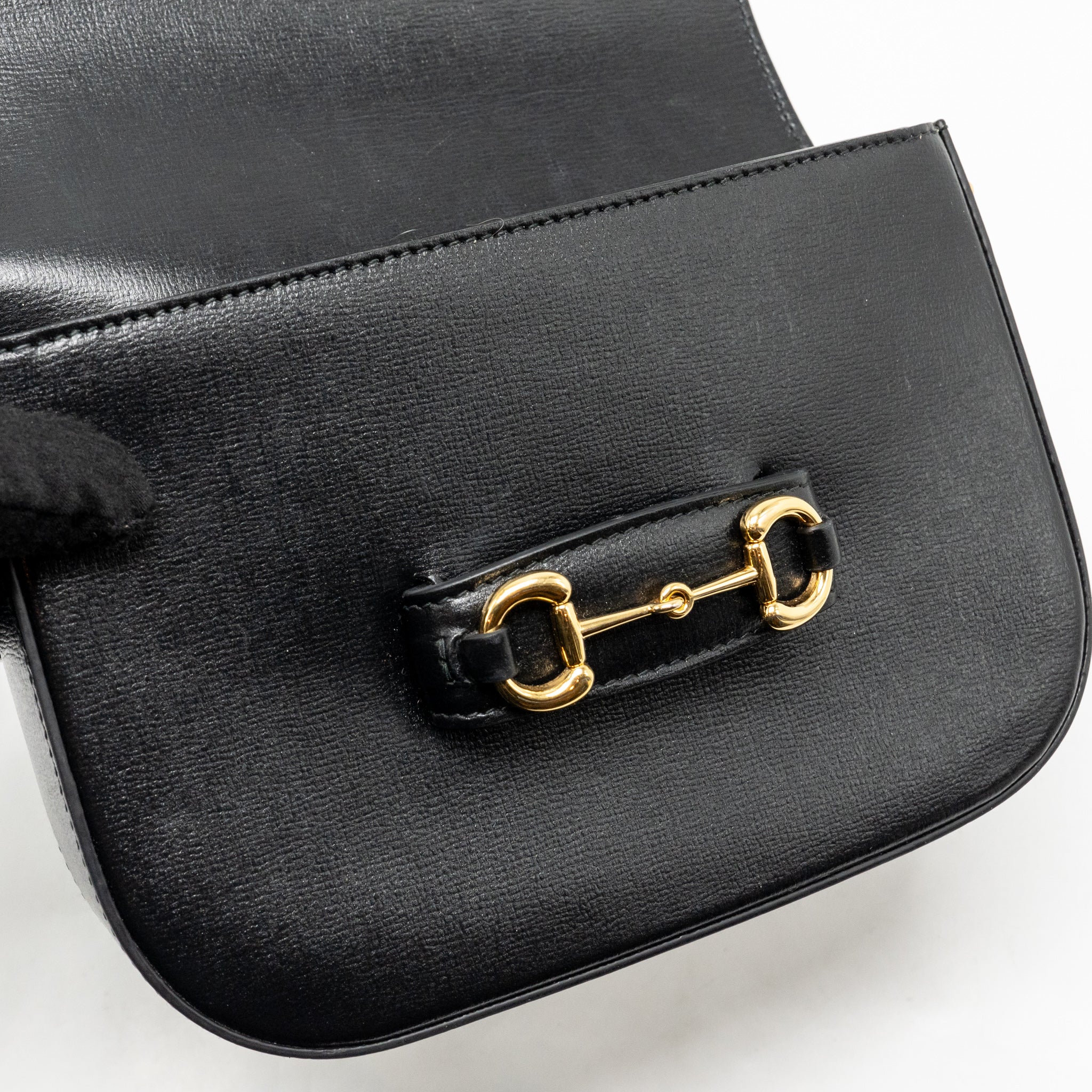 GUCCI HORSEBIT 1955 SMALL SHOULDER BAG CALFSKIN BLACK GHW