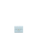 CHANEL 22P FLAP DOUBLE CARD HOLDER CAVIAR LIGHT BLUE LGHW