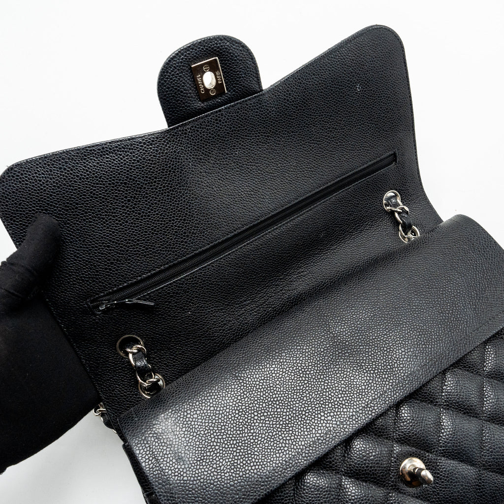 CHANEL JUMBO CLASSIC DOUBLE FLAP BAG CAVIAR BLACK SHW
