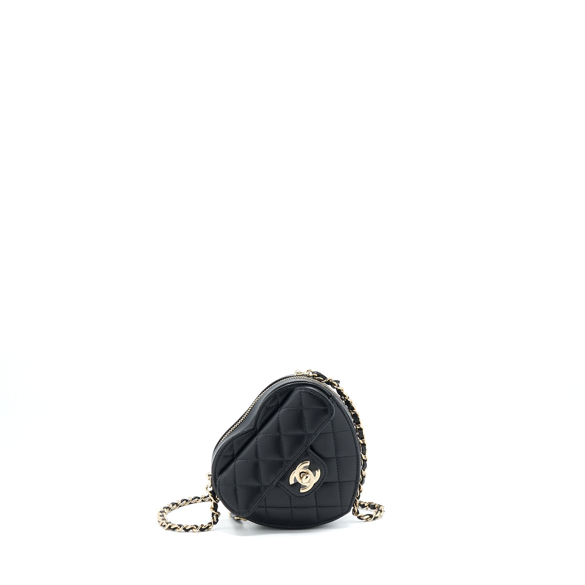 CHANEL 22S SMALL HEART BAG LAMBSKIN BLACK LGHW