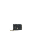 CHANEL MINI FLAP CARD HOLDER WITH CHAIN CAVIAR BLACK LGHW