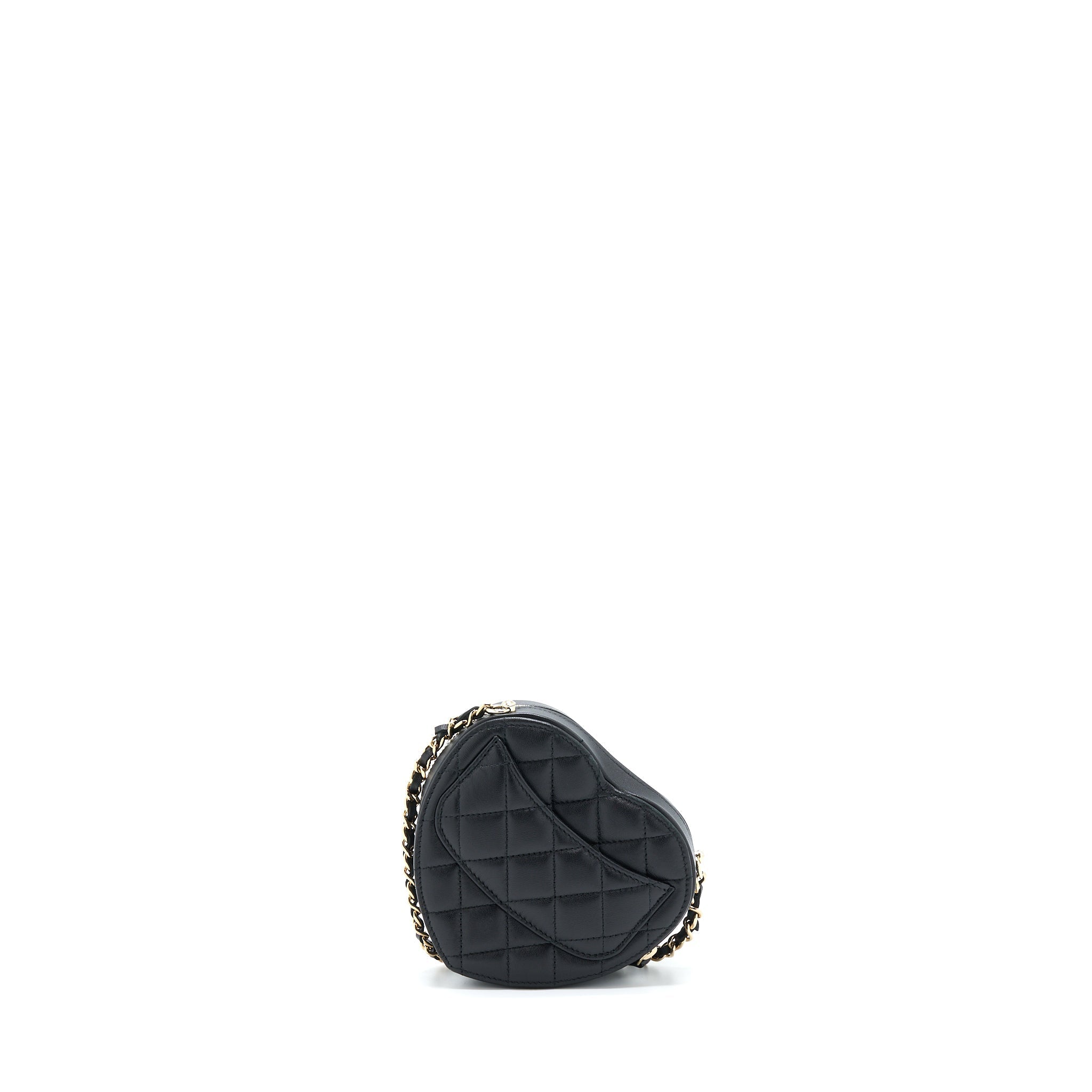 CHANEL 22S SMALL HEART BAG LAMBSKIN BLACK LGHW
