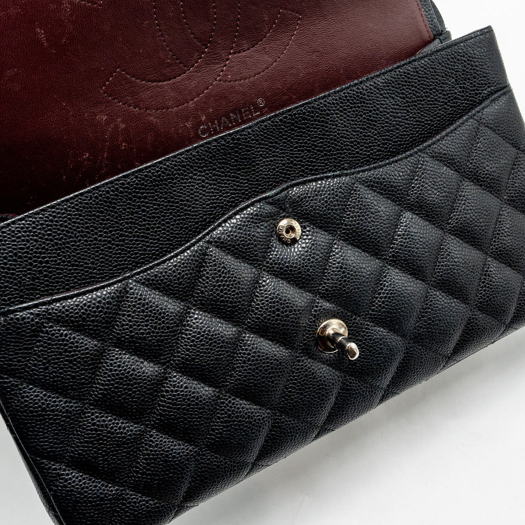 CHANEL JUMBO CLASSIC DOUBLE FLAP BAG CAVIAR BLACK SHW