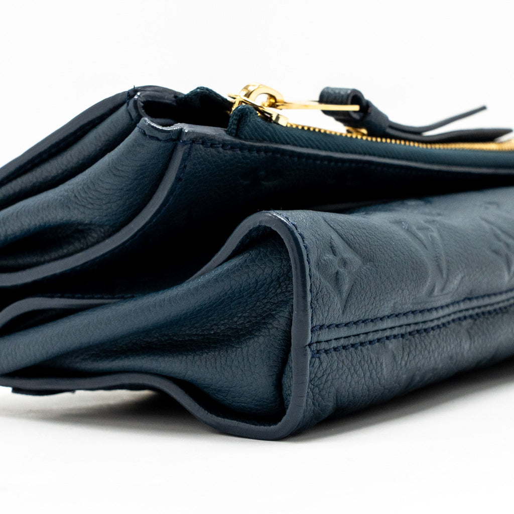 LOUIS VUITTON PETILLANTE CLUTCH MONOGRAM EMPREINTE LEATHER DARK BLUE GHW