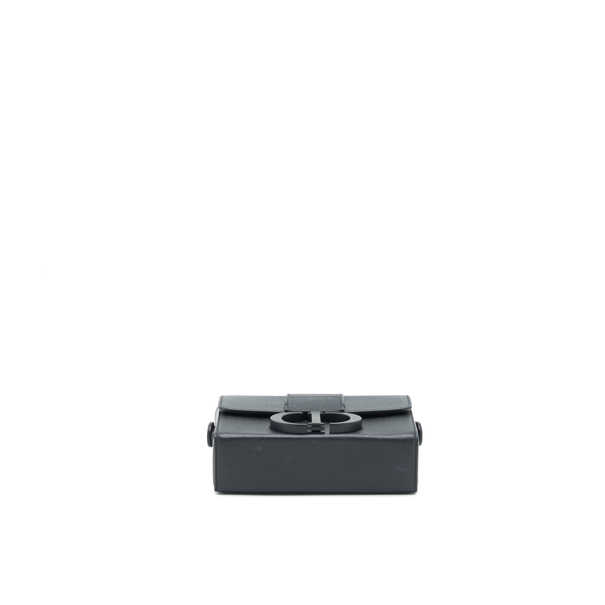 DIOR 30 MINI MONTAIGN BOX GRAINED CALFSKIN BLACK WITH BLACK HARDWARE